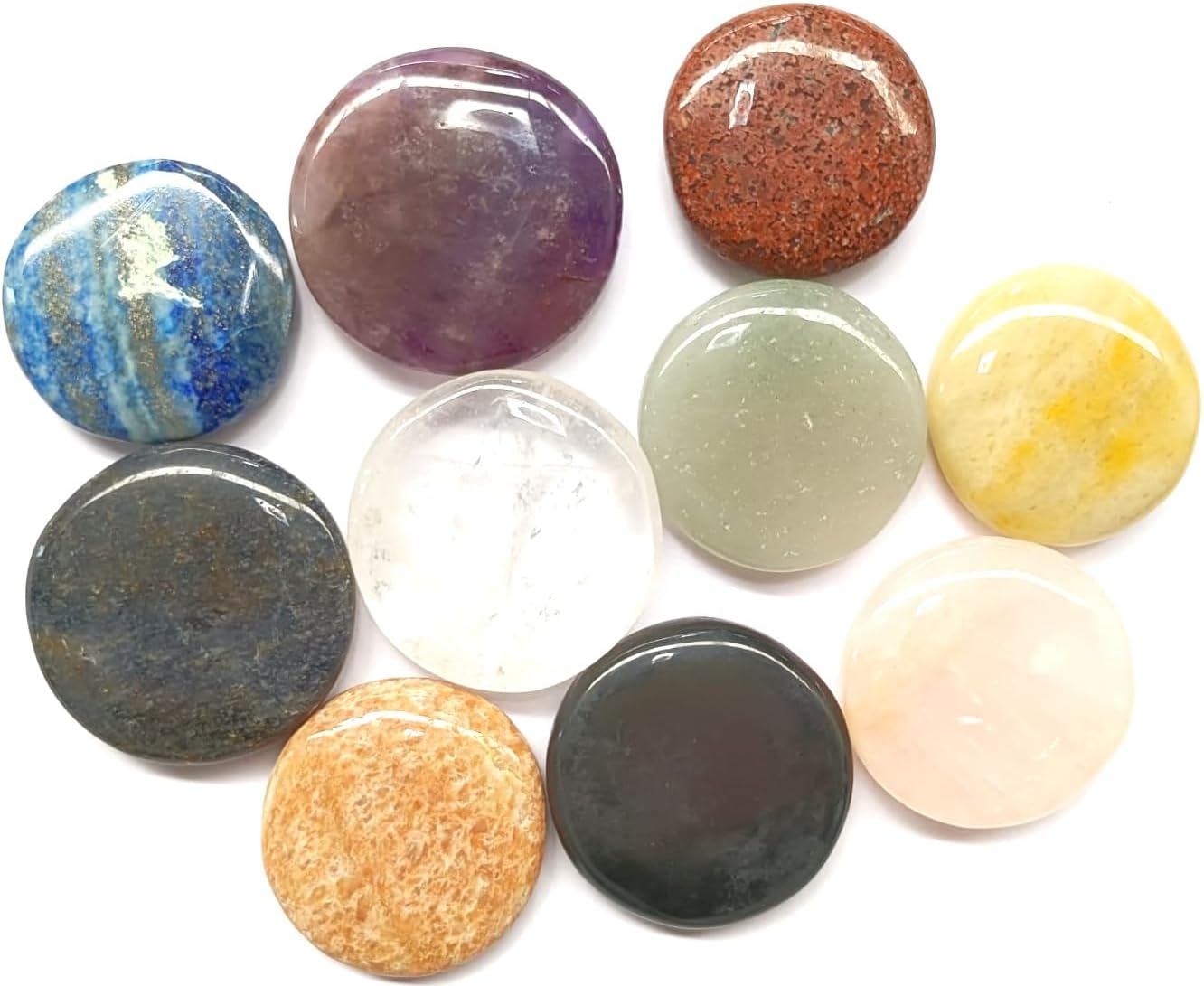Chakra Healing Crystals Set of 10 Round Stones – Natural Gemstone Collection for Reiki, Meditation, Balancing, Yoga, Energy Work, Home Décor & Gifting