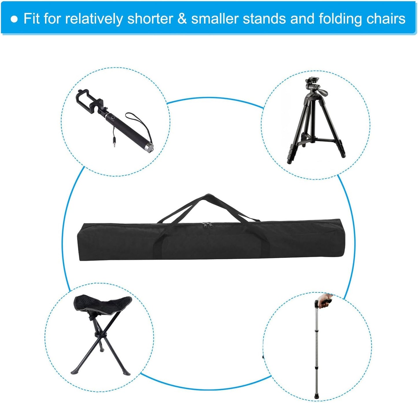 PATIKIL 25 Inch Camp Chair Replacement Bag, Nylon Foldable Carrying Bag Large Zippered Bag with Shoulder Strap for Camping Travel, Black