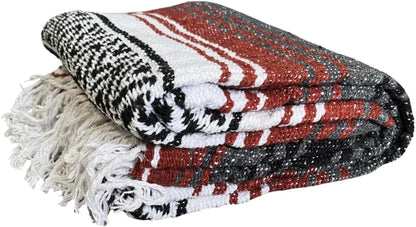 Open Road Goods Blue Mexican Blanket - Authentic Serape Falsa Blanket - Handmade