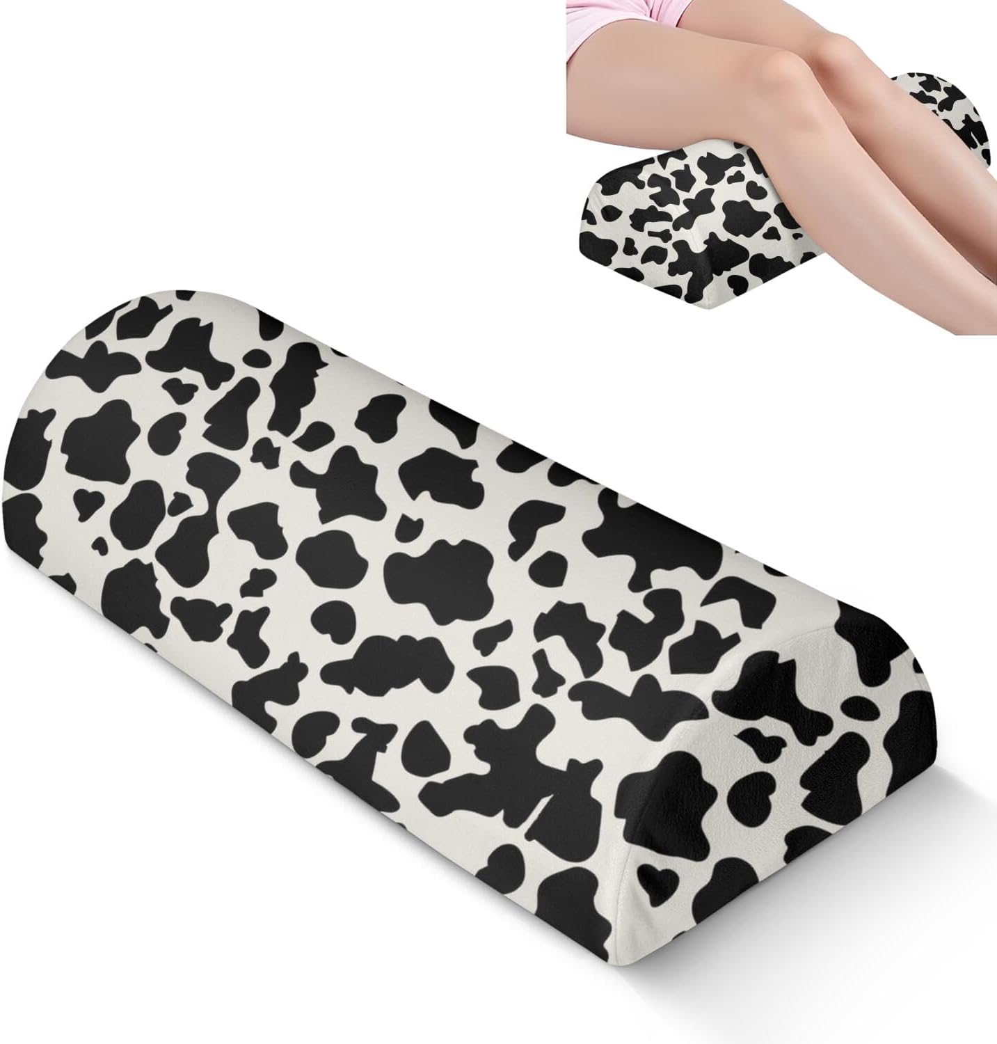 Knee Pillow for Back Sleeping – Half Moon Bolster Pillow for Under Knee While Sleeping Support, Leg & Back Pain Relief (21.5x9x5 Inches)