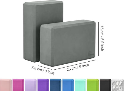 EXERZ Yoga Blocks 2 pack, Gym Blocks, Exercise Workout Fitness Bricks, Pilates Stretch Handstand Non-Slip