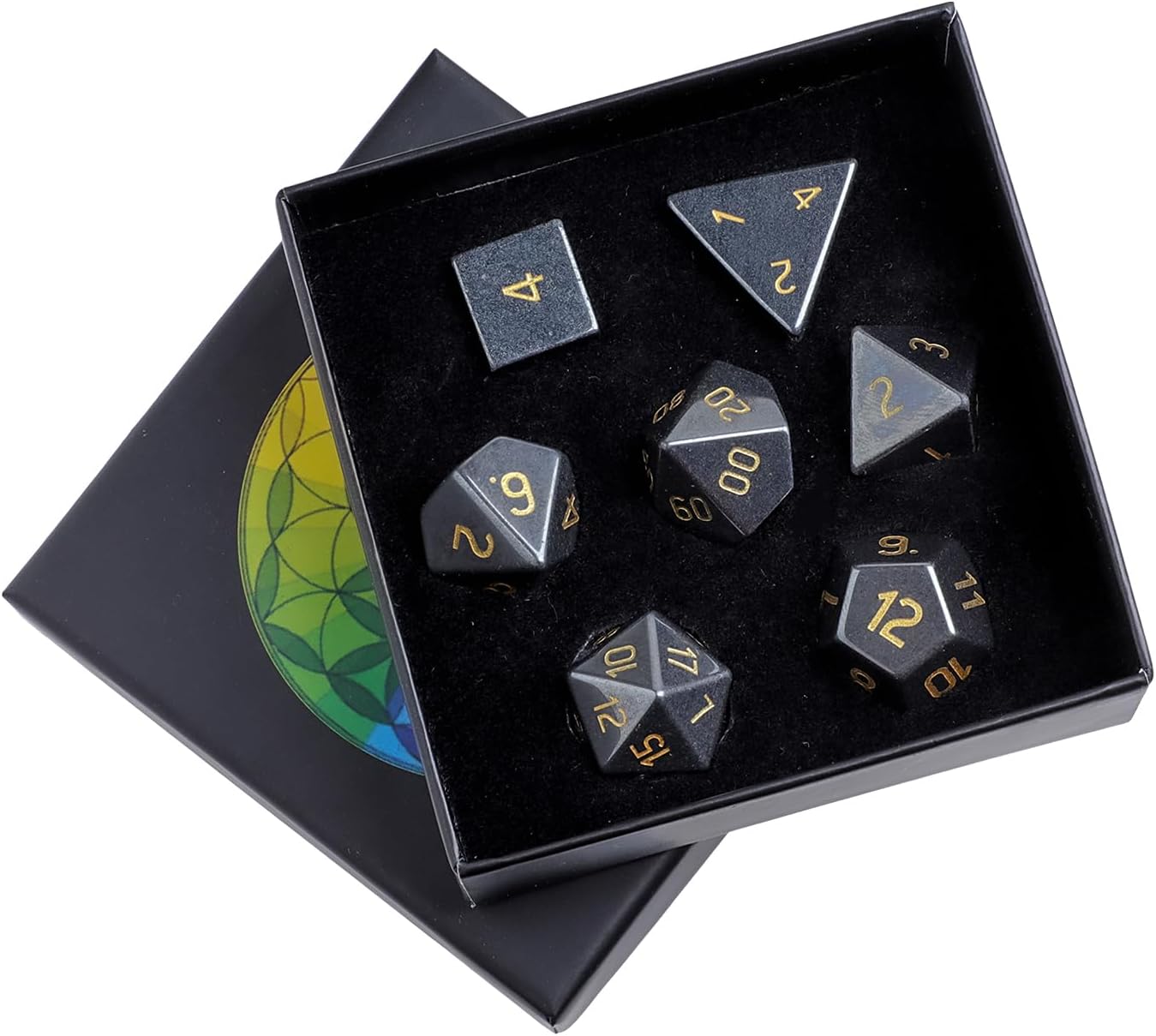 mookaitedecor 7 PCS Blue Howlite Turquoise Crystal Polyhedral DND Dice Set, Polished Tumbled Stones Dices for RPG MTG Table Games Home Decoration