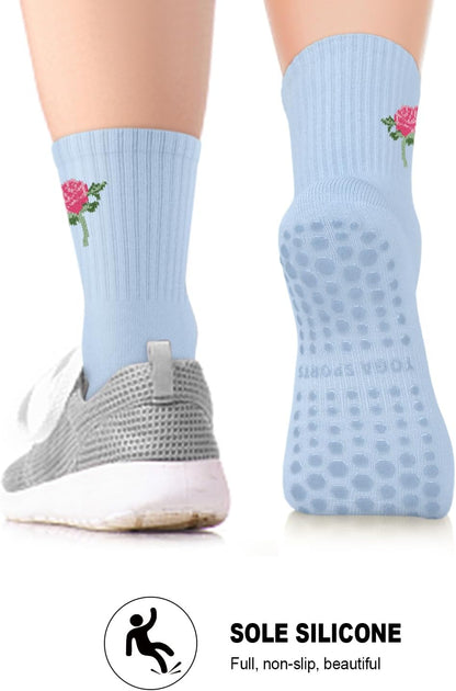 3/6 Pairs Grip Pilates Socks for Women, Non-slip Yoga Athletic Socks for Barre Ballet Barefoot Workout Hospital