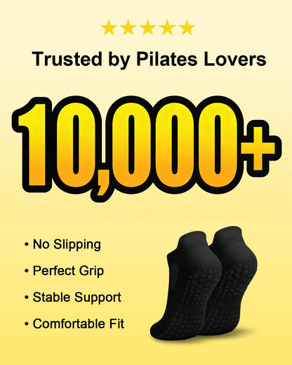 3/6 Pairs Grip Pilates Socks for Women, Non-slip Yoga Athletic Socks for Barre Ballet Barefoot Workout Hospital