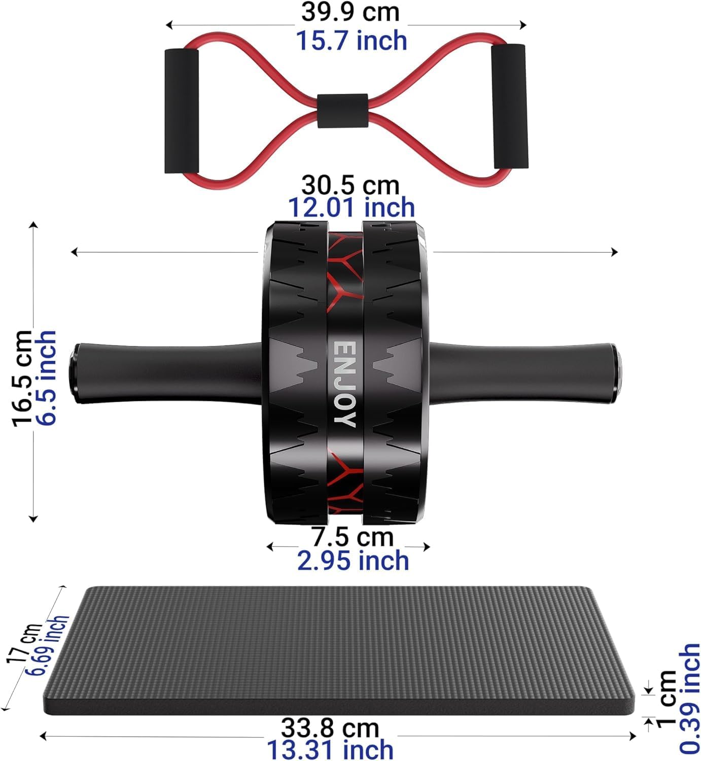 Readaeer Ab Roller Wheel, Ab Exercise Wheels Kit with Ab Roller, Resistance Bands, Knee Mat, Jump Rope, Push-Up Bar