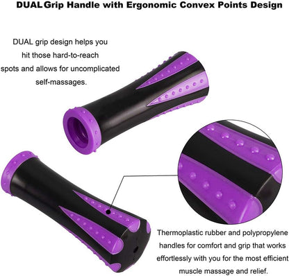 YANSYI Professional 9-Roller Deep Tissue Massage Stick - Portable Muscle Recovery Roller for Athletes, Relieves Post-Workout Soreness & Leg/Back Pain - Portable Physio Tool (Purple)