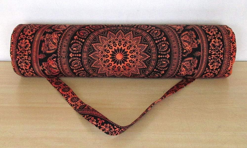 INDIAN CRAFT CASTLE ICC Yoga Mat Bag Carrier Full-Zip Exercise Yoga Mat Carry Bag for Women Men with Multi-Functional Storage Pockets and Adjustable Shoulder Strap 26X6 Inches