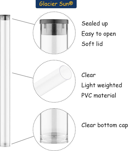 Clear Plastic Tube with Black lid, Storage Holder for 8-10 inch Incense Sticks, Preserves Aroma (24)