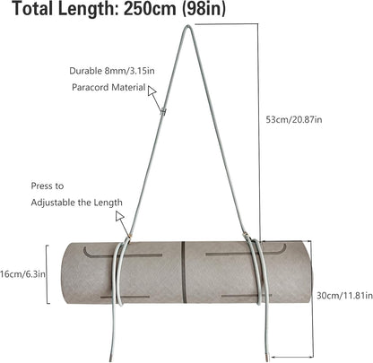 DAOSUN Yoga Mat Strap - 8MM Adjustable Paracord Carrier for Carrying Yoga Mats, Camping Pads & Blankets (Strap Only)