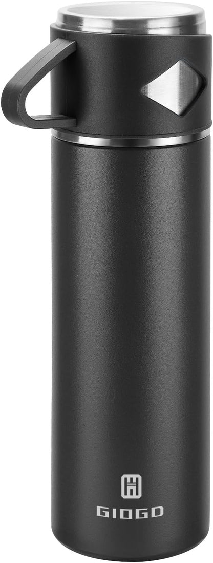 Stainless Steel Thermo 500ml/16.9oz Vacuum Insulated Bottle with Cup for Coffee Hot drink and Cold drink water flask.(Pink,Set)