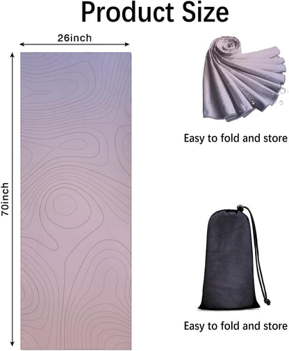 Hot Yoga Mat Towel with Corner Pockets Yoga Towels for Hot Yoga Non Slip with Travel Bag Sweat Absorbent Yoga Blankets Mat Cover for Workout Gym 70"x26" (Mountain-01, 70x26)