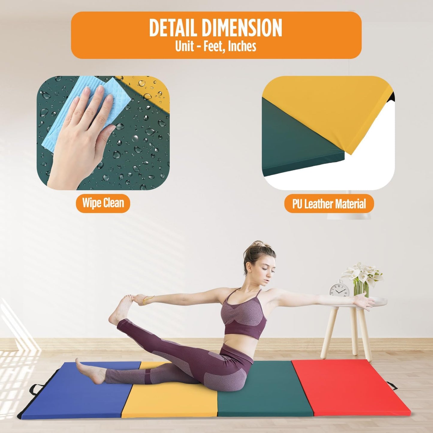 Gymnastics Mats Foldable Tumbling Mats Portable Gymnastics Exercise Mat Thick Gymnastics Tumbling Mats Pad Home Exercise Panel Mat With Carrying Handles