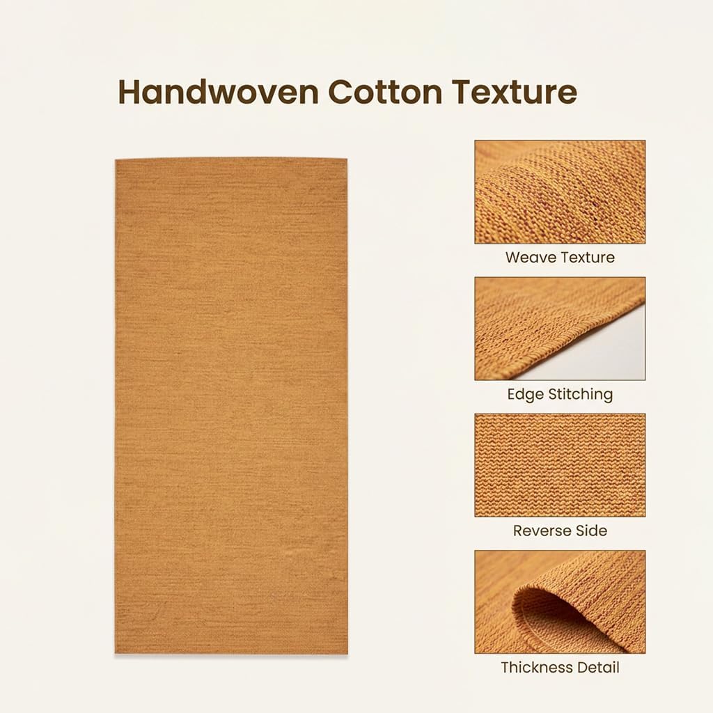 LFH Home Handmade Cotton Yoga Mat Cotton Rug picnic mat For Exercise, Workout, Fitness - Perfect Heavy Quality Eco Friendly Natural Cotton Woven Reversible Yoga Mats for Men & Women - 72x26 Inch.