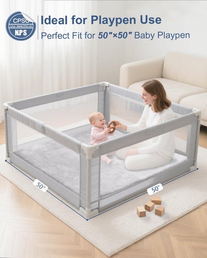 Large Thick Baby Play Mat for Floor,Padded Foam 59x79 Playpen Mat,Soft Support&Plush Feel Nursery Kids Rug,Non Slip for Toddler,Infants,Kids Playroom,Yoga,Baby Crawling,Tummy Time (Light Grey)