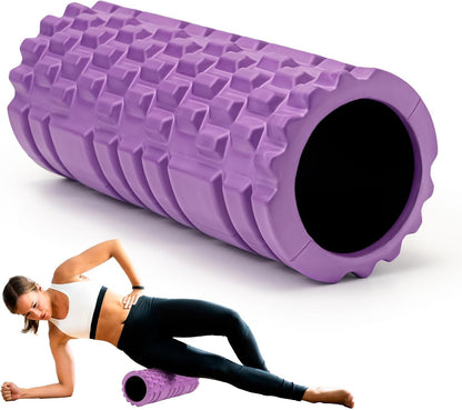 Krightlink Foam Roller for Deep Tissue Massager, 13" High Density Exercise Patented Roller for Muscle Massage and Myofascial Trigger Point Release Back Roller for Fitness, Yoga and Pilates (Black)