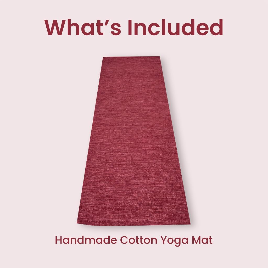 LFH Home Handmade Cotton Yoga Mat Cotton Rug picnic mat For Exercise, Workout, Fitness - Perfect Heavy Quality Eco Friendly Natural Cotton Woven Reversible Yoga Mats for Men & Women - 72x26 Inch.