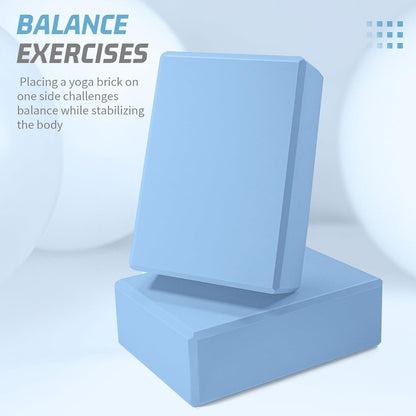 Yoga Blocks 2 Pack 3x6x9IN Foam Block Supportive Latex-Free with Stretch Band, Non-Slip Exercise Blocks for Pilates, Meditation, Balance, Stretching and Deep Poses