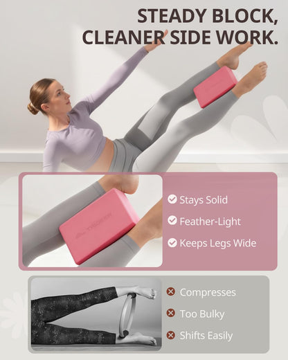 Trideer Yoga Blocks 2 Pack, Soft Non-Slip Foam Blocks with Beveled Edges for Alignment and Stretching in Yoga, Pilates, and Dance - Supportive, Lightweight, Odor Resistant, Latex-Free
