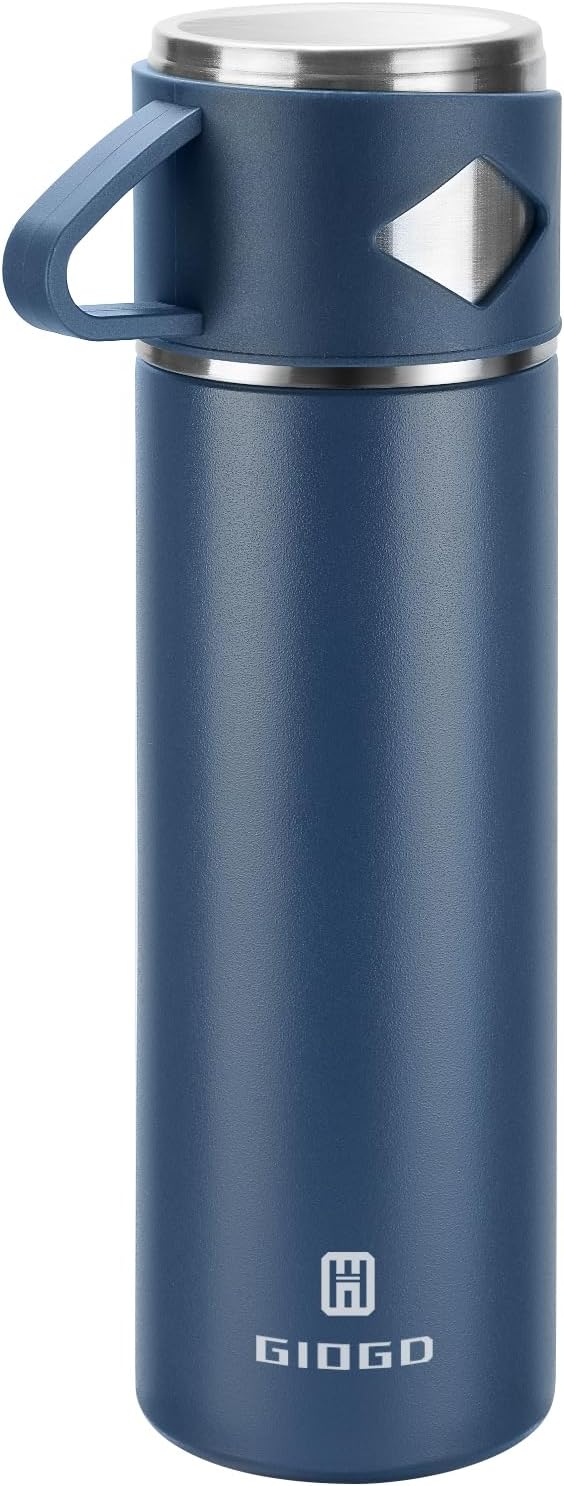 Stainless Steel Thermo 500ml/16.9oz Vacuum Insulated Bottle with Cup for Coffee Hot drink and Cold drink water flask.(Pink,Set)