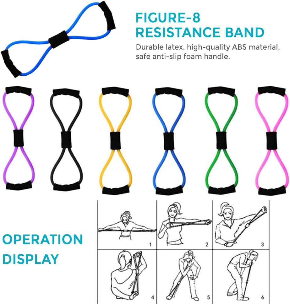 Karlak Yoga Sets for Women Pilates at Home Equipment Pilates Magic Ring Booty Bands for Working Out Glutes Yoga Ball 25cm Figure 8 Resistance Band Yoga Bands for Stretching