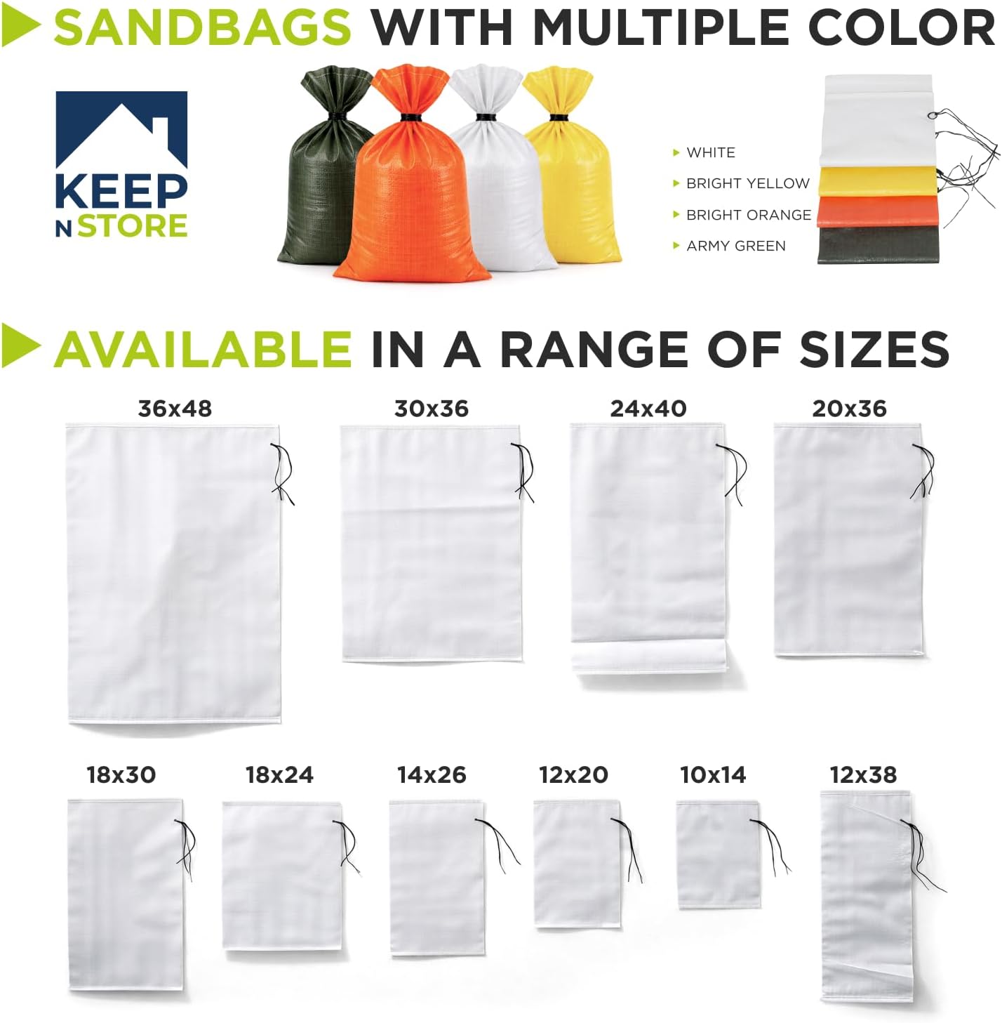 Heavy Duty Sand Bags Pack of 3, White Empty Sandbags with Built-In Ties, Woven Polypropylene UV Protection 1600 Hours, Fillable Sand Bags for Flood Control, Weight, 10x14 inches, 15 Pounds Volume