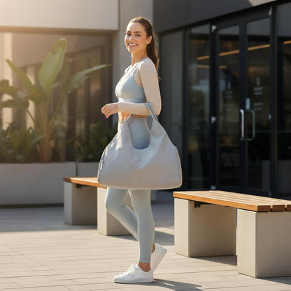 forestfish Yoga Gym Bag for Women with Shoes Compartment & Wet Dry Storage Pockets Lightweight Duffel Bag, Beige