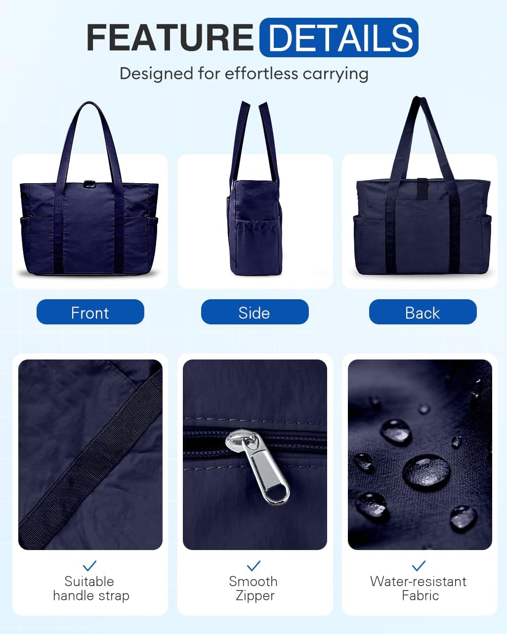 Tote Bag for Women, 26L Capacity Travel Purses Work Bag, Small Zipper Tote Bag for Travel Nurse Gym Teacher