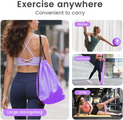 Home Pilates Essentials Kit for Women, with 5 Resistance Bands - Magic Circle Pilates Kit for Home Toning, Includes Yoga Ball, Stretch Strap & Gym Bag (13-Piece Complete Starter Set)