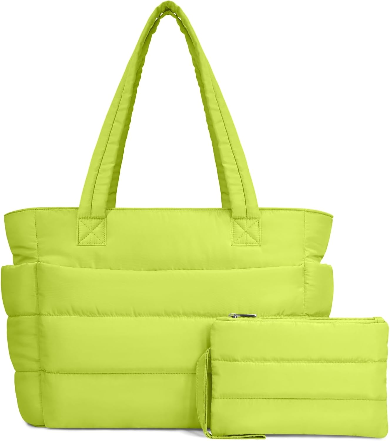 TOPDesign Puffer Tote Bag for Women, Lightweight Puffy Handbag with Compartments, Quilted Shoulder Bag for Work, Travel, Gym - Colors A