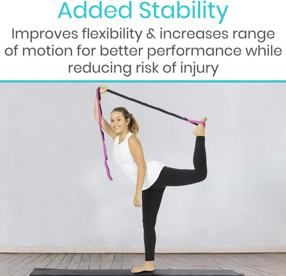 Vive Stretch Strap (75" - 10 Loops) - Leg Stretch Band to Improve Flexibility - Stretching Out Yoga Strap - Exercise and Physical Therapy Belt for Rehab, Pilates and Gymnastics with Guide Book