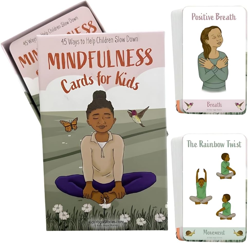 Mindfulness Cards for Kids, Meditation and Brain Focus for Yoga Classroom, Calm Corner Kit, Therapy Activity, Affirmation Cards, Social Emotional, Mind Brain Emotion Connection, or Relaxation