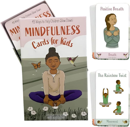Mindfulness Cards for Kids, Meditation and Brain Focus for Yoga Classroom, Calm Corner Kit, Therapy Activity, Affirmation Cards, Social Emotional, Mind Brain Emotion Connection, or Relaxation