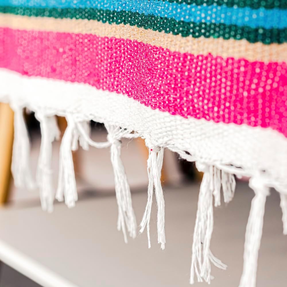 Airooglee 69" L x 51" W Large Mexican Blanket - Perfect as Yoga Outdoor Beach Serape Picnic Camping Woven Blanket, Boho Home Décor - Red