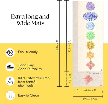 Shakti Warrior Hemp Yoga mat - Extra Long and Wide - Artist Designed, Premium eco Friendly mats, Non Slip, Non Toxic, Great for Regular & Hot Yoga, Pilates and Workouts (84 inch x 27 inch x 2mm Thick)