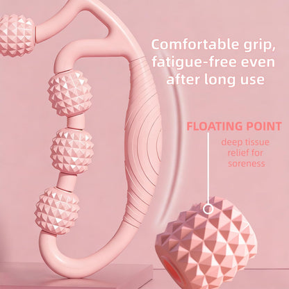 Multi-Function Body Massage Roller, Pink 9-Wheel Design, 26cm/10.24inch, for Neck Thigh Waist Arm Massage, Yoga Fitness Tool