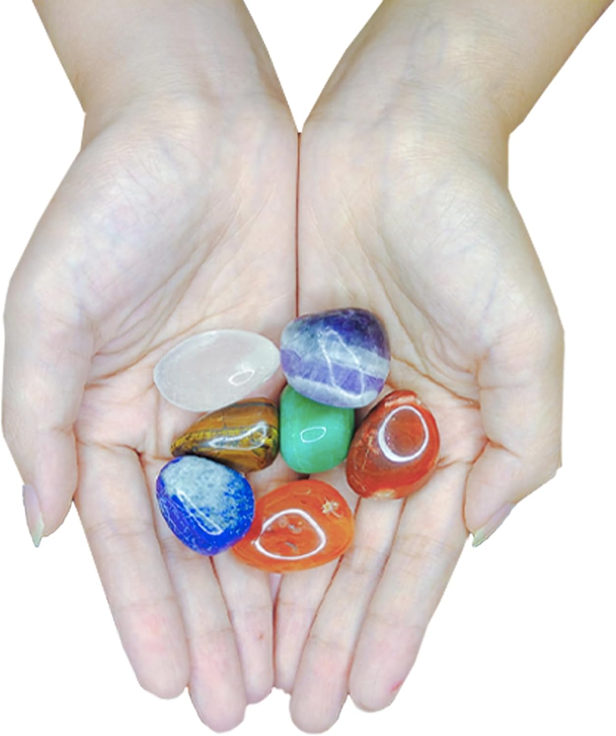 7 PCS Chakra Crystals Healing Stone Necklaces Set ，with Adjustable Rope Natural Crystal for Relaxation, Positive Energy, Yoga, Meditation Christmas Gift for Family Friends