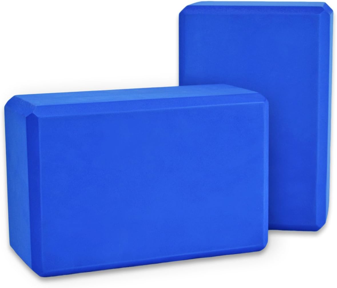 YogaAccessories High Density and Lightweight Foam Yoga Blocks - Strength and Flexibility Aid (Set of 2)