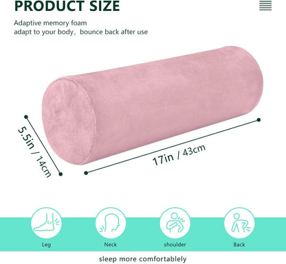 Yuiboo Bolster Pillow Yoga Beige Firm Neck Roll Pillow 5.5" x 17" Small Round Pillows Decorative Throw Pillows Cylinder Body Pillow Cover Back Support Pillow