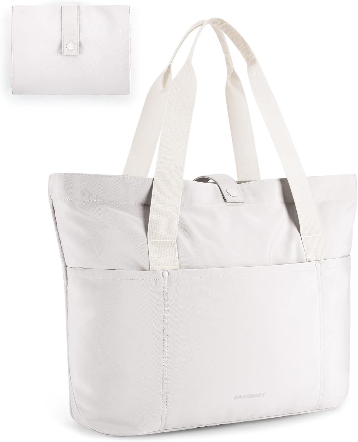 BAGSMART Tote Bag for Women, Foldable Tote Bag With Zipper Travel Shoulder Bag Handbag for Work