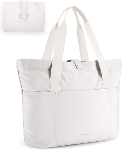 BAGSMART Tote Bag for Women, Foldable Tote Bag With Zipper Travel Shoulder Bag Handbag for Work