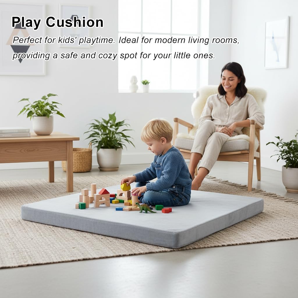 Velvet Zabuton Meditation Mat - Large Floor Pillow for Adults & Yoga Meditation Cushion - High Density Foam Floor Seating with Washable Cover, 31x31 Inch (Green)
