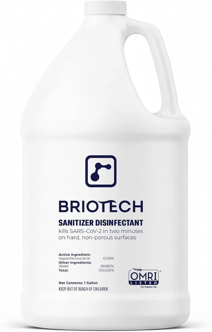 BRIOTECH Sanitizer Disinfectant Hypochlorous Spray, Kill 99.99% of Viruses & Bacteria, Control Mold, Eliminate Odor, Gentle for Nursery & Play Rooms, Food Contact Surface Sanitizer, 32 fl oz