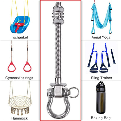 SELEWARE Heavy Duty 180° Swing Hangers, Stainless Steel Eye Screw Bracket, 1800 LB Capacity Playground Yoga Hammock Rope Tire Web Chair Sandbag Punching Bag Porch Swing Sets (6 Pack)