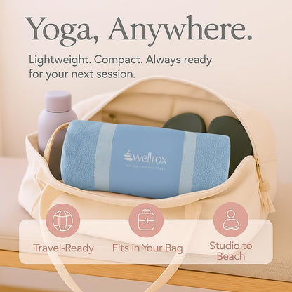 Wellrox Microfiber Yoga Mat Towel with Grip – Ultra Absorbent, Super Soft, and Quick Dry Hot Yoga Towel Non Slip for Pilates, Bikram, and Fitness Workouts (74” x 26”, Pink)