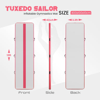 Tuxedo Sailor Inflatable Gymnastics Tumbling Mat Tumble Track Thickness Floor Mat With Electric Air Pump for Gymnastics/Training/Home/Cheerleading/Water/Gym/Yoga