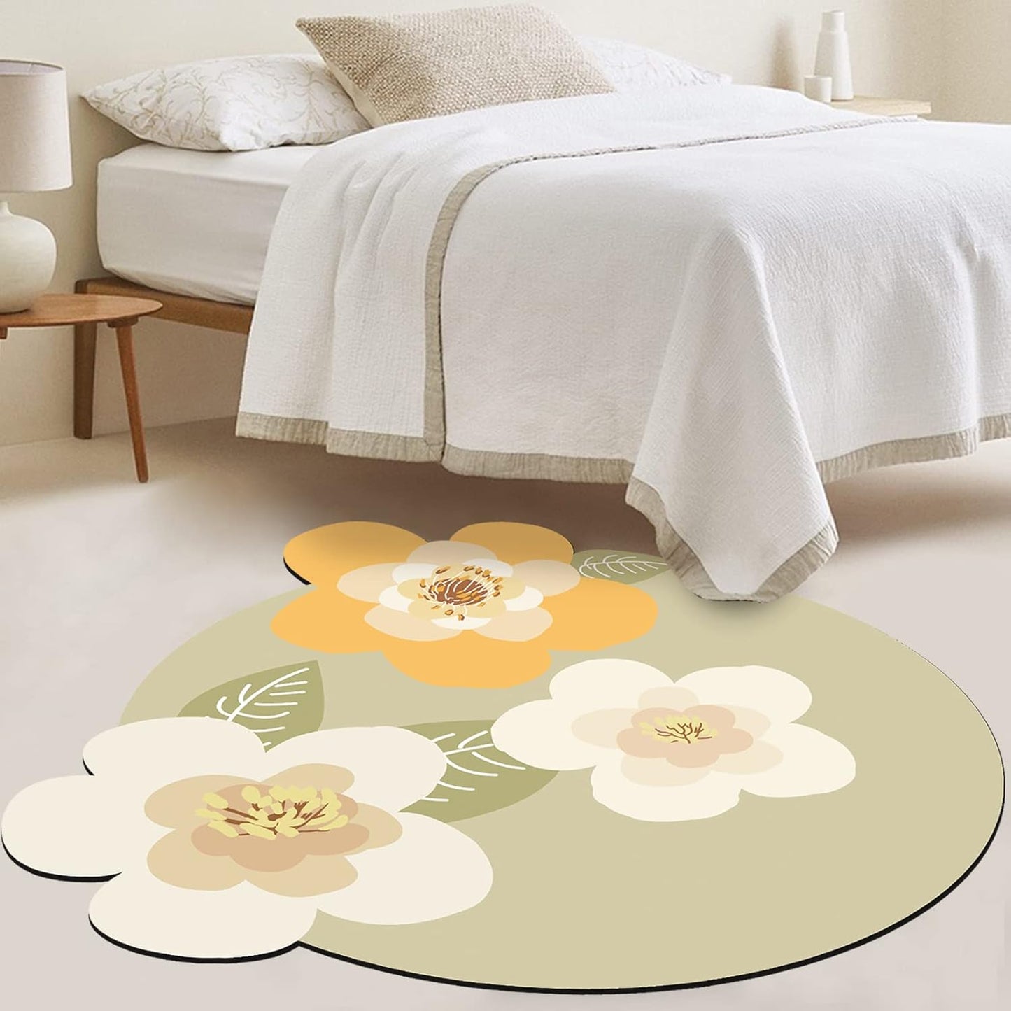 ABREEZE Irregular Large Flower Meditation Mat Non Slip Round Pilates Yoga Mat Natural Rubber with Sueded Surface Exercise Mat