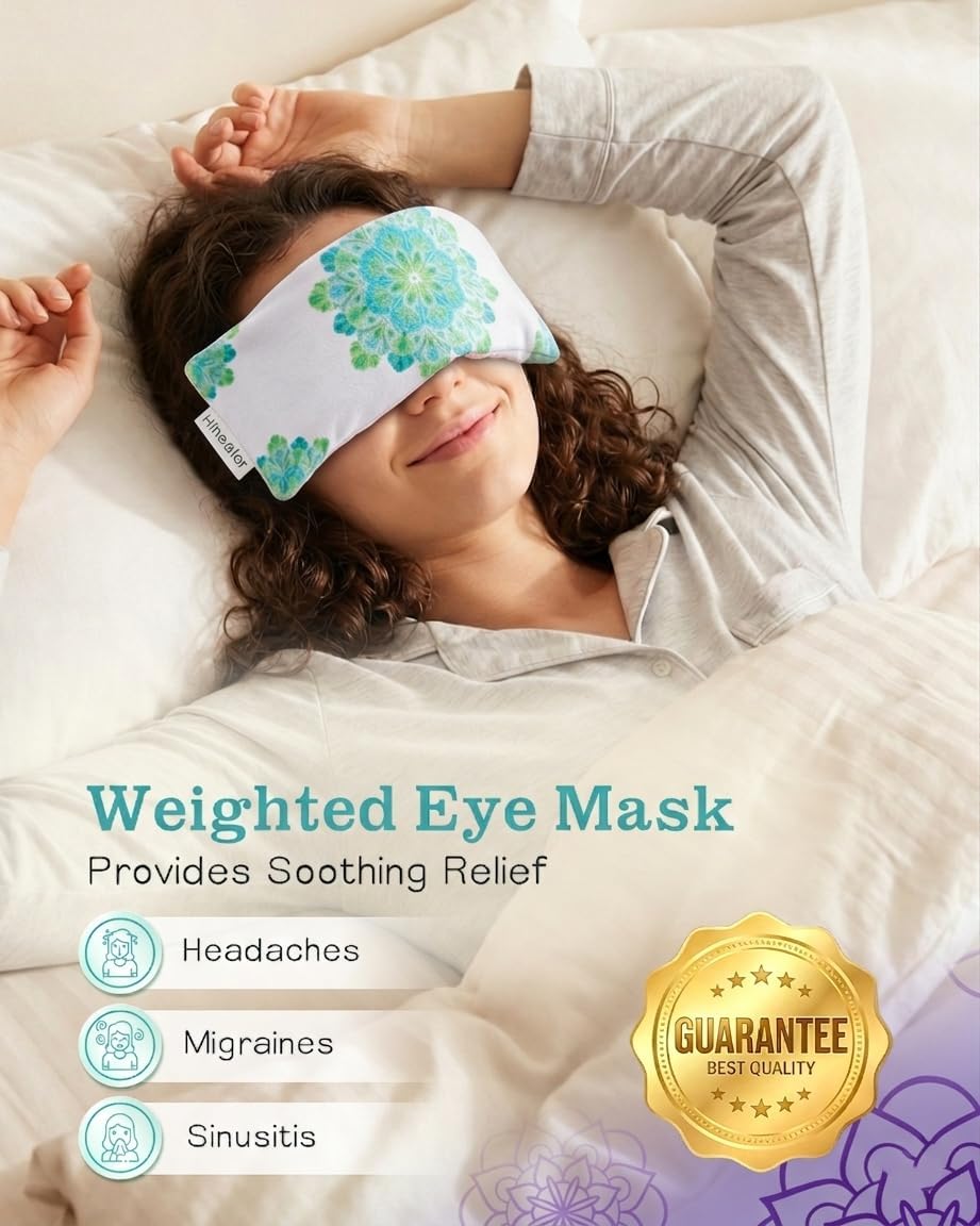 Weighted Lavender Eye Pillow, Mandala Velvet Flaxseed Aromatherapy Eye Mask for Sleeping, Meditation & Yoga Cooling & Heating Pad for Migraine Relief, Relaxation Spa Gifts for Women (Lavender Purple)