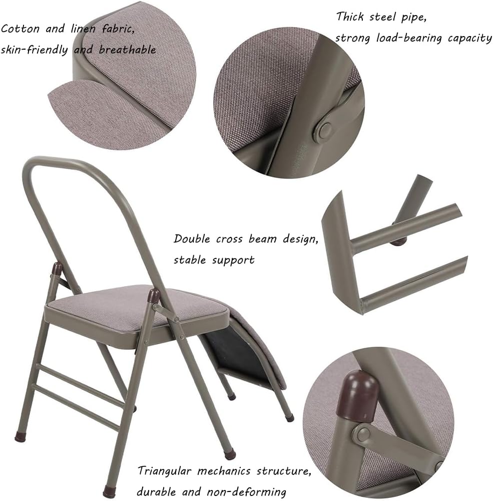 Yoga Chair with Lumbar Support,Multifunctional Yoga Stool with Removable Cushion,Yoga Assist Chair with Lumbar Support,Pilates Yoga Chair,Yoga Inversion Chair