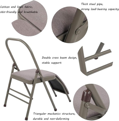 Yoga Chair with Lumbar Support,Multifunctional Yoga Stool with Removable Cushion,Yoga Assist Chair with Lumbar Support,Pilates Yoga Chair,Yoga Inversion Chair