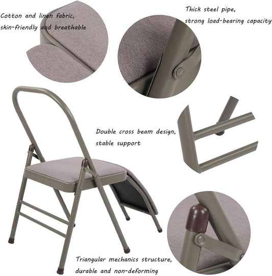 Yoga Chair with Lumbar Support,Multifunctional Yoga Stool with Removable Cushion,Yoga Assist Chair with Lumbar Support,Pilates Yoga Chair,Yoga Inversion Chair